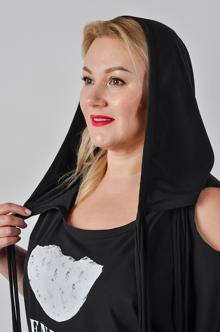 Блуза спорт з відкритими плечима та декоративними зав’язками великих розмірів