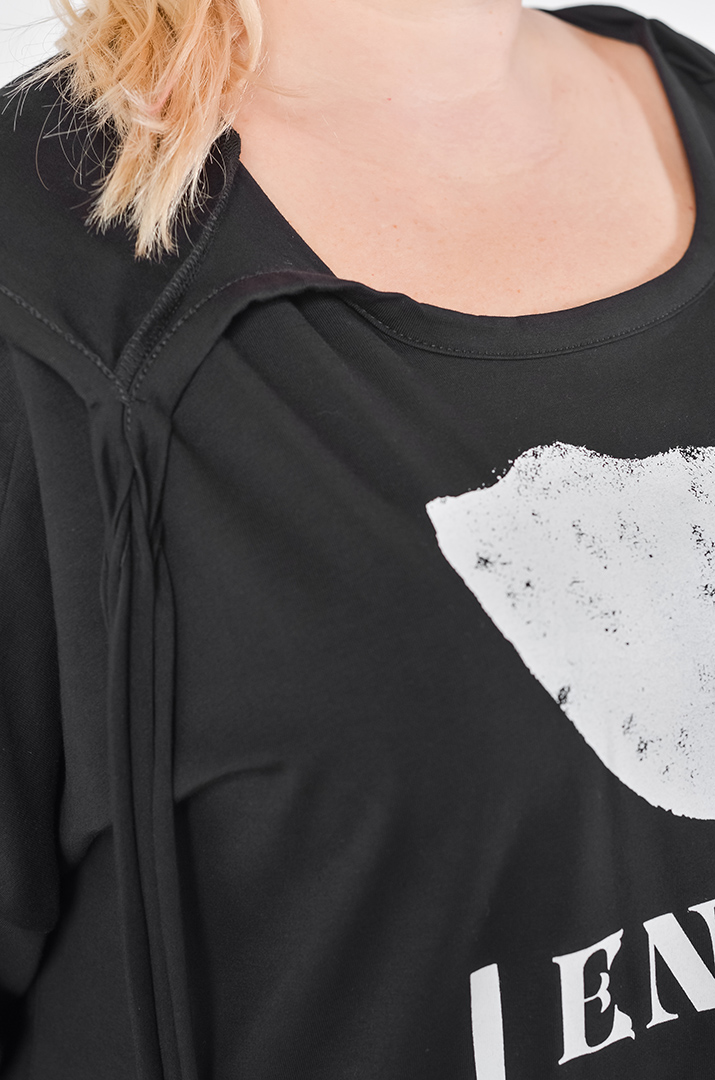 Блуза спорт з відкритими плечима та декоративними зав’язками великих розмірів