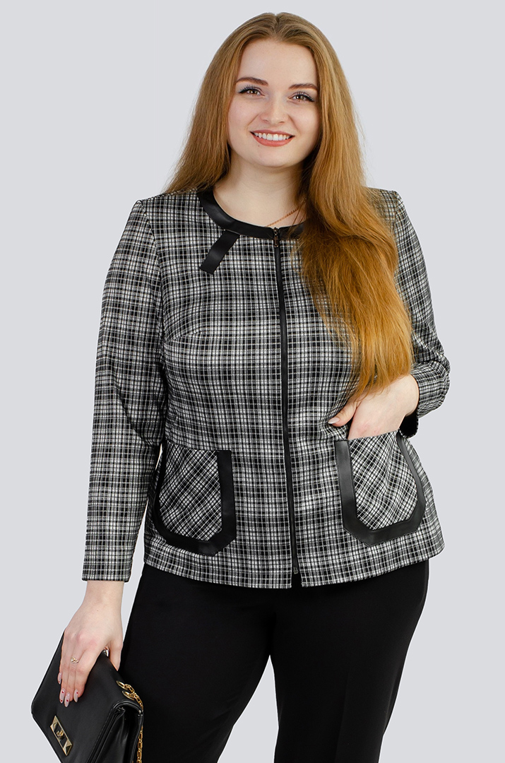 Стильный пиджак в клетку в разных цветах супер батал