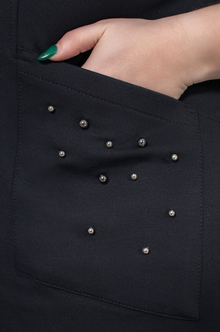 Піджак з кишенями декорованими перлинами батал