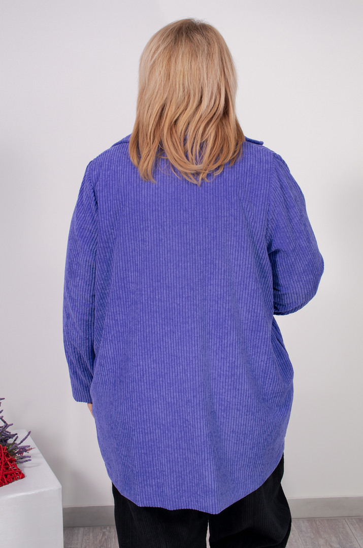 Вельветовый длинный пиджак на пуговицах батал