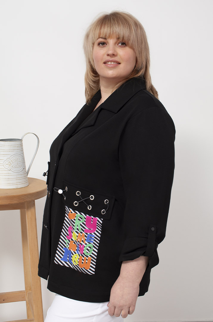 Піджак з яскравими кишенями батал