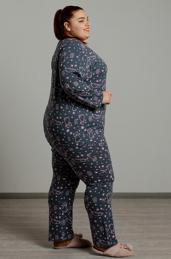 Трикотажная пижама с брюками больших размеров