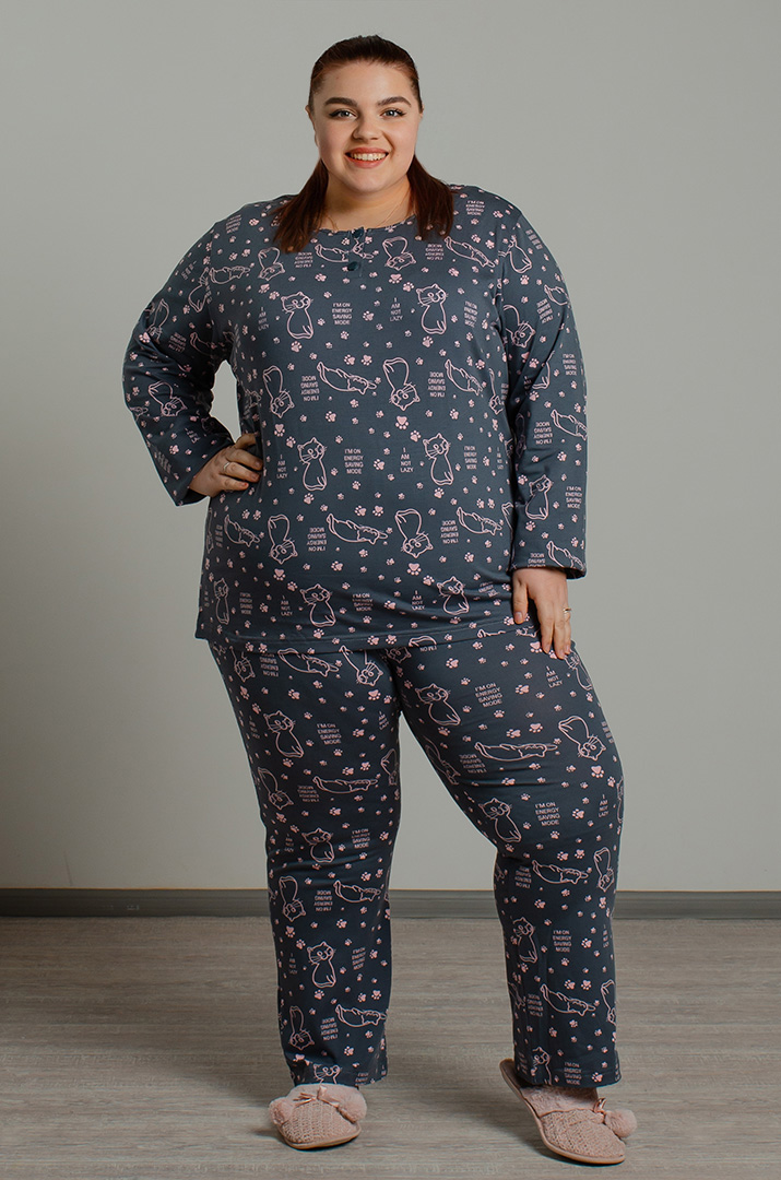 Трикотажная пижама с брюками больших размеров