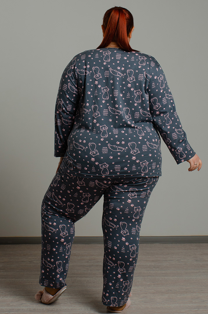 Трикотажная пижама с брюками больших размеров