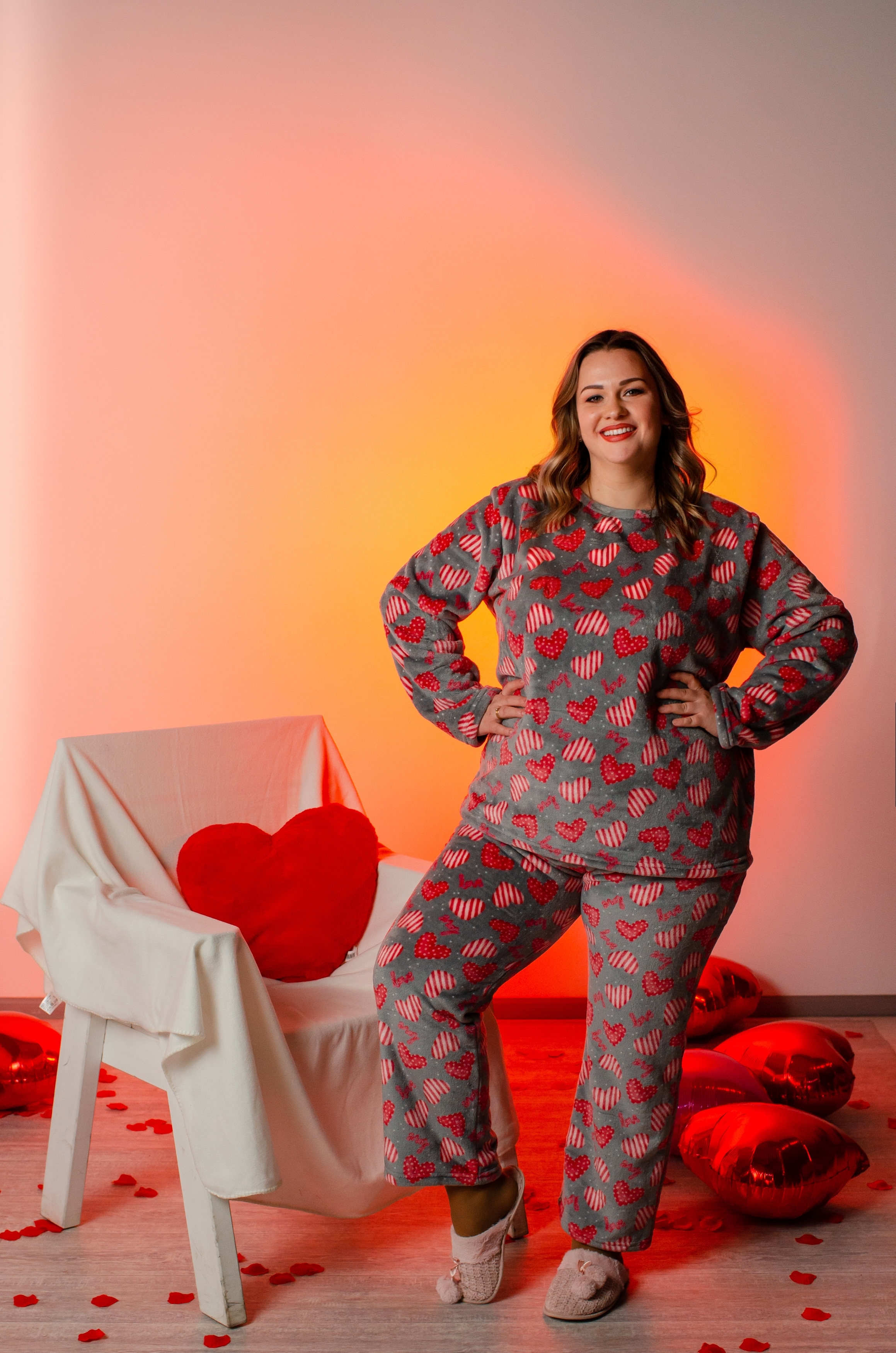 Махровая пижама в принт больших размеров