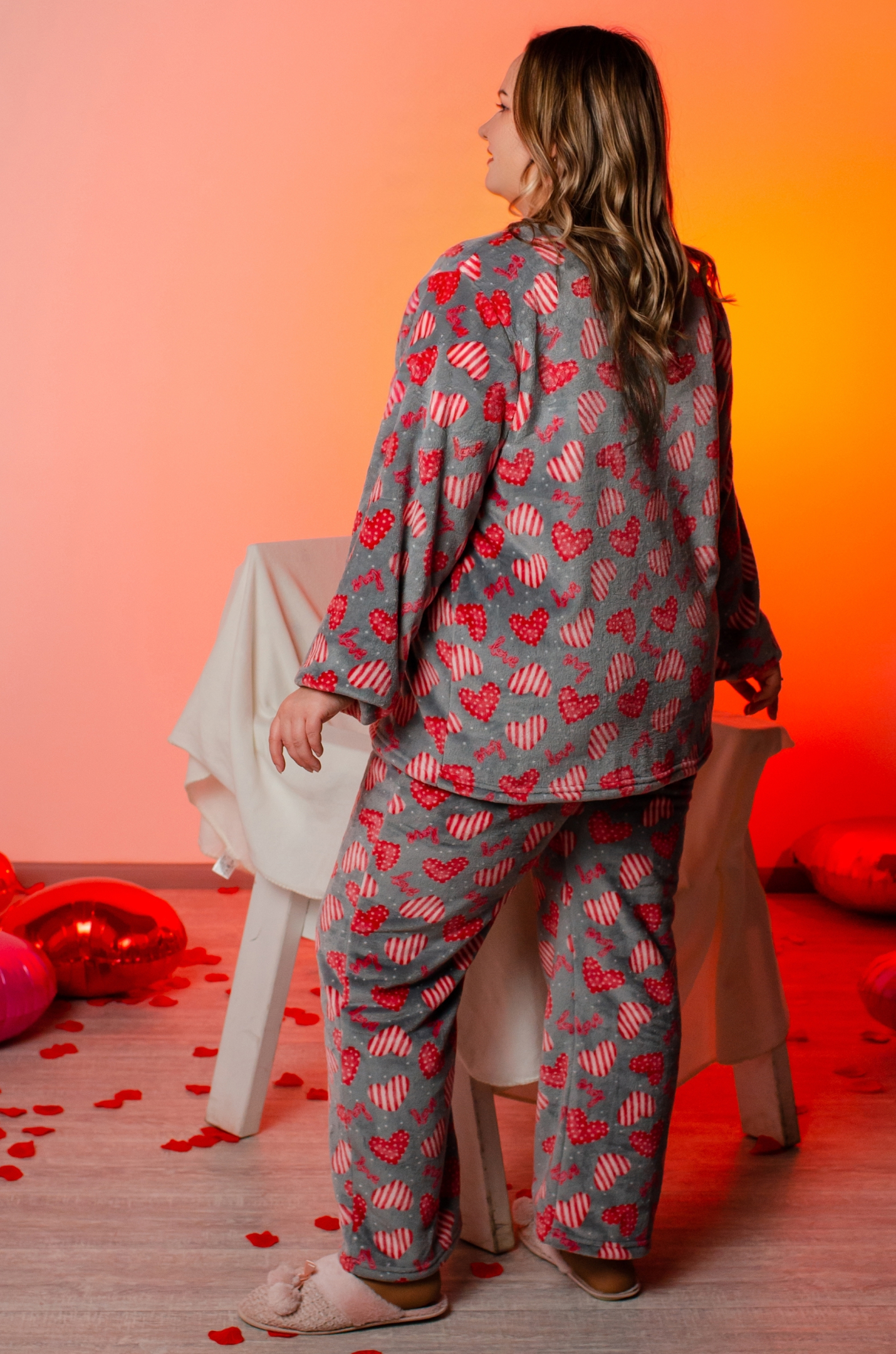 Махровая пижама в принт больших размеров