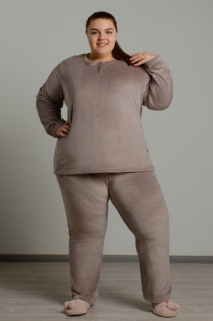 Піжама з брюками велюрова великих розмірів