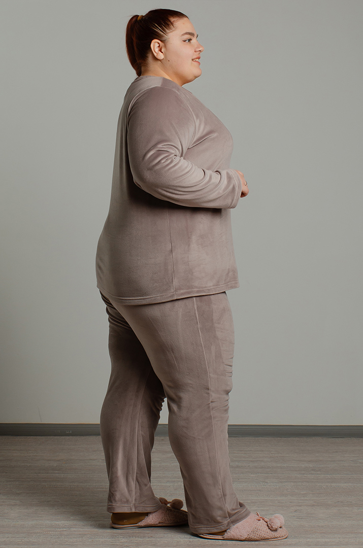 Піжама з брюками велюрова великих розмірів