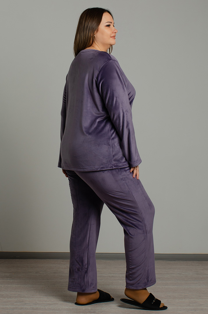 Піжама з брюками велюрова великих розмірів