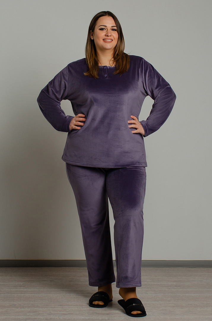 Піжама з брюками велюрова великих розмірів