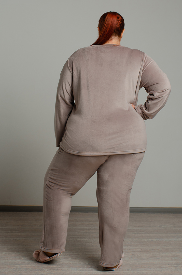 Піжама з брюками велюрова великих розмірів