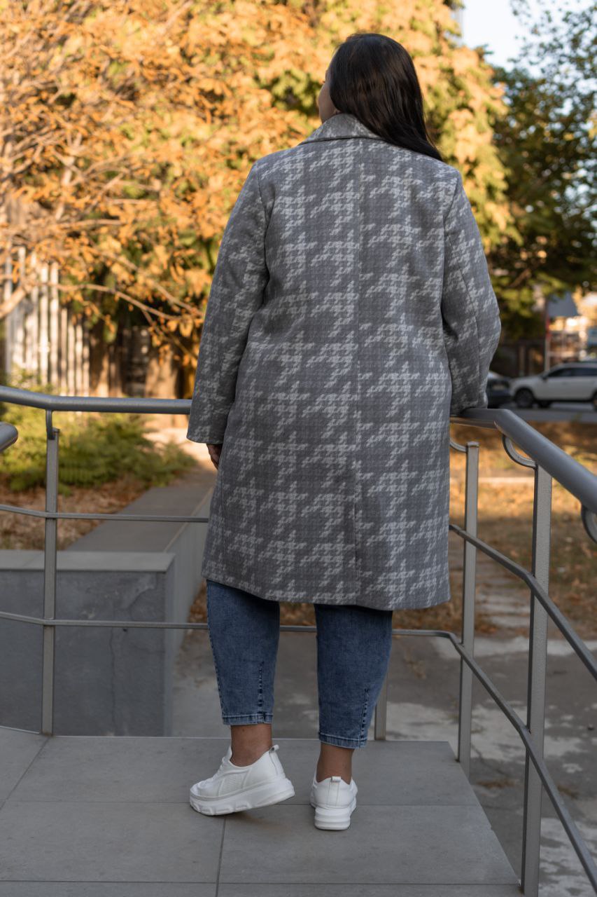 Пальто кашемірове гусяча лапка батал