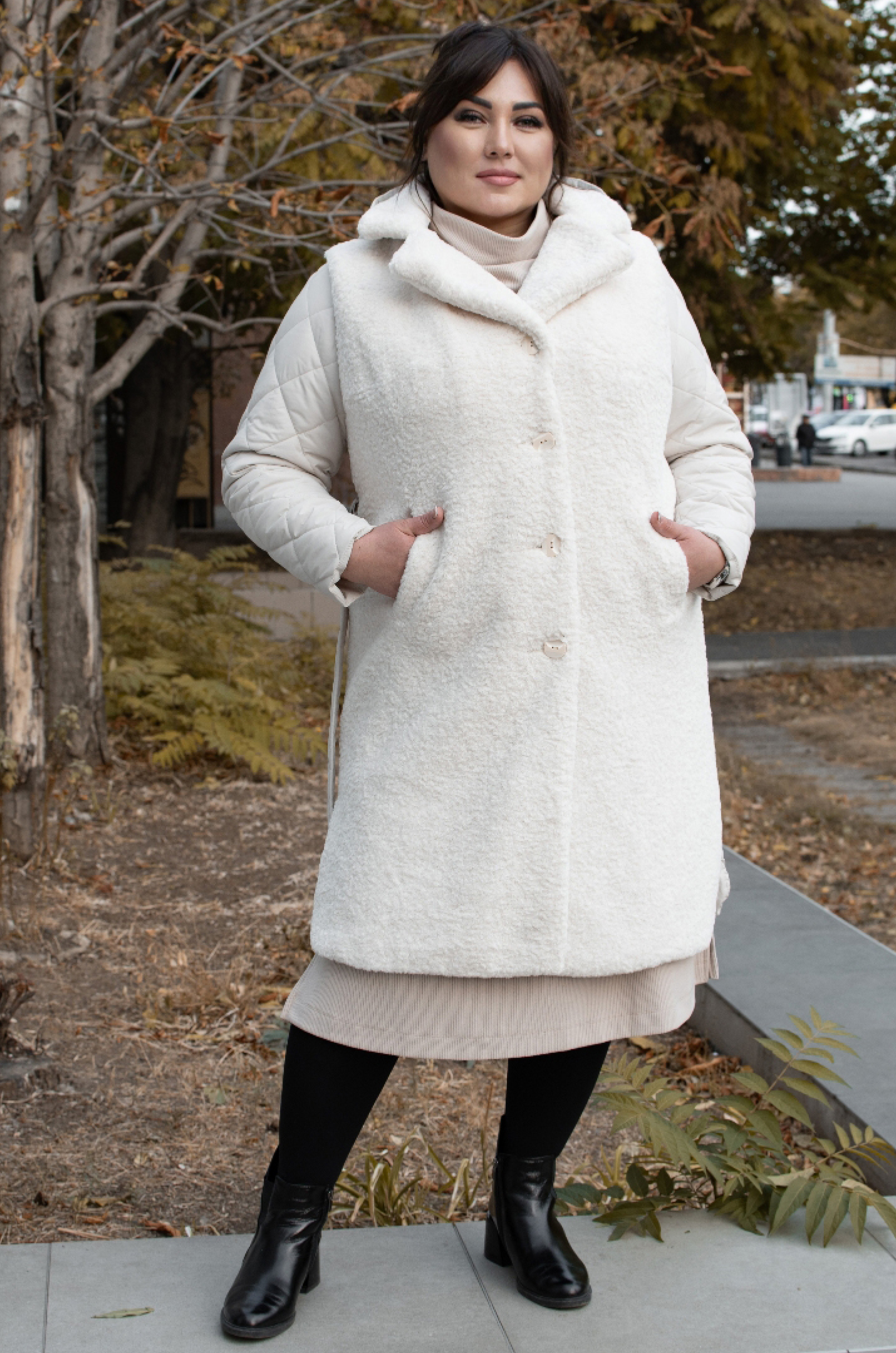 Пальто-трансформер плащівка та штучне хутро батал