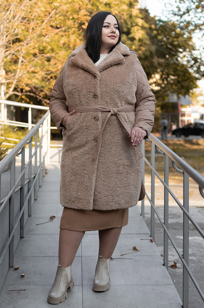 Пальто-трансформер плащівка та штучне хутро батал