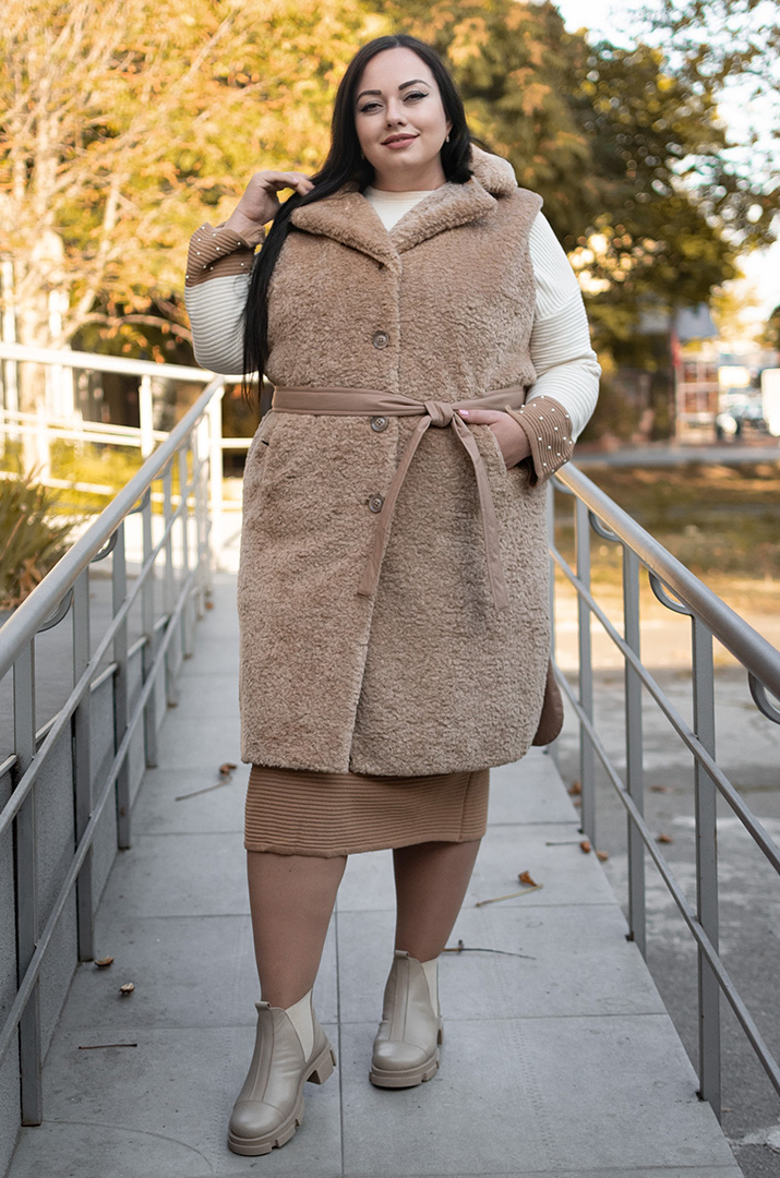 Пальто-трансформер плащівка та штучне хутро батал