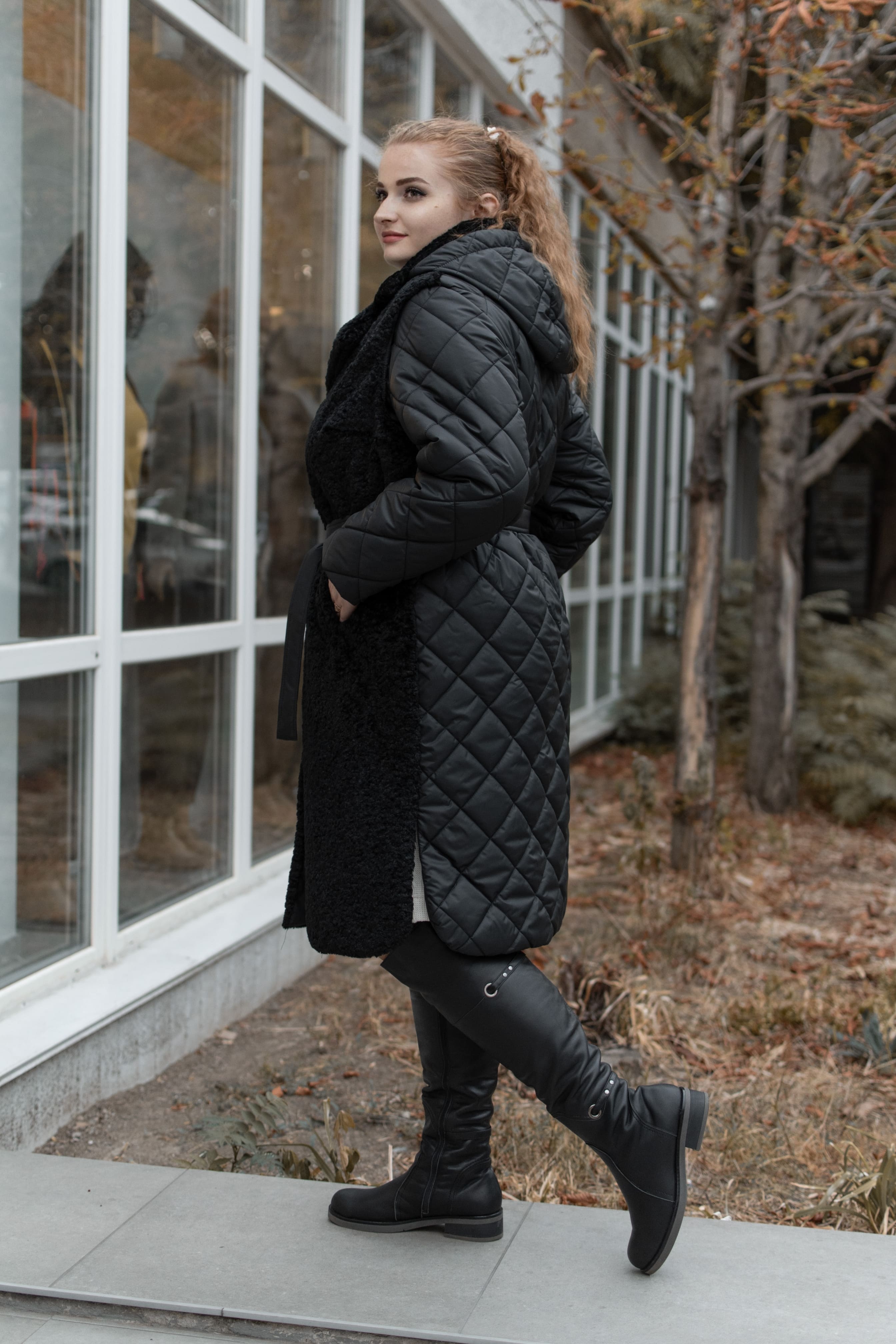 Пальто-трансформер плащівка та штучне хутро батал