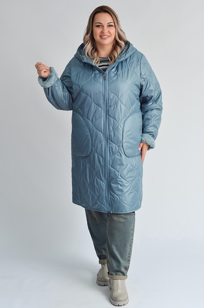 Пальто двостороннє в ментоловому кольорі великих розмірів