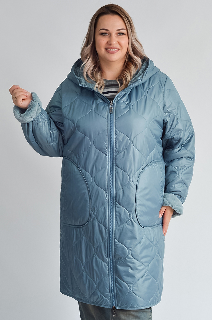 Пальто двостороннє в ментоловому кольорі великих розмірів