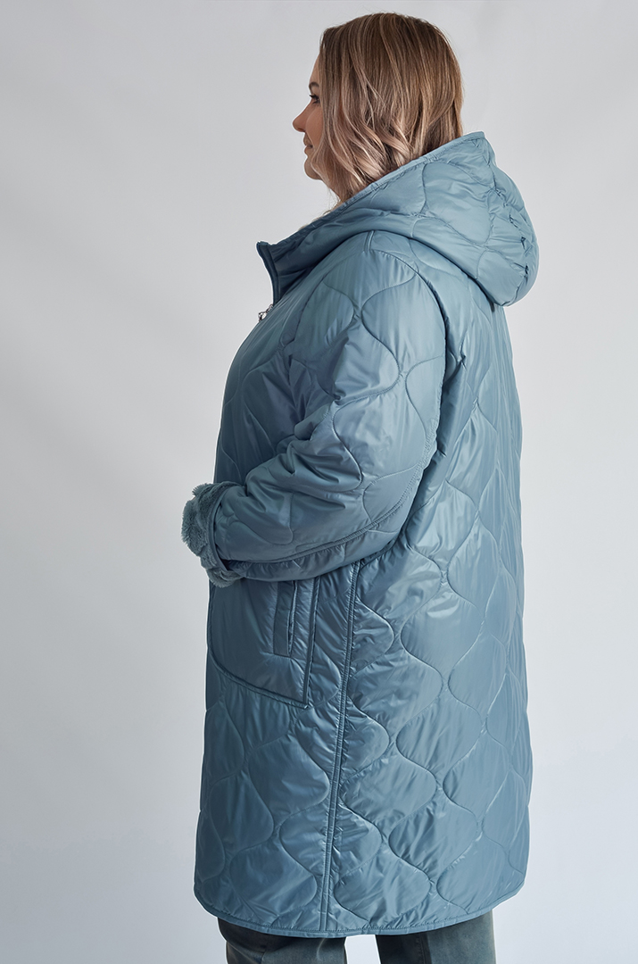 Пальто двостороннє в ментоловому кольорі великих розмірів