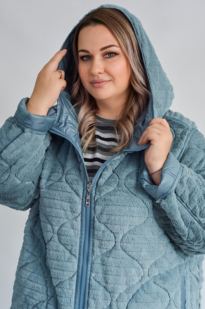 Пальто двостороннє в ментоловому кольорі великих розмірів