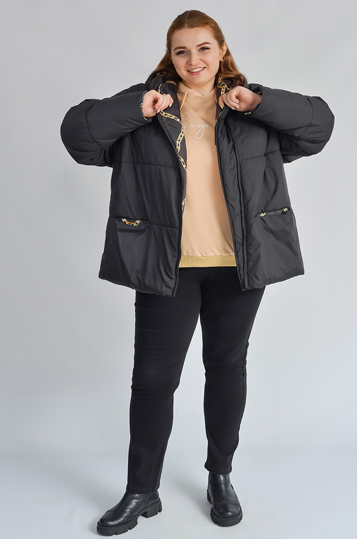 Куртка з плащівки з вшитим капюшоном великих розмірів