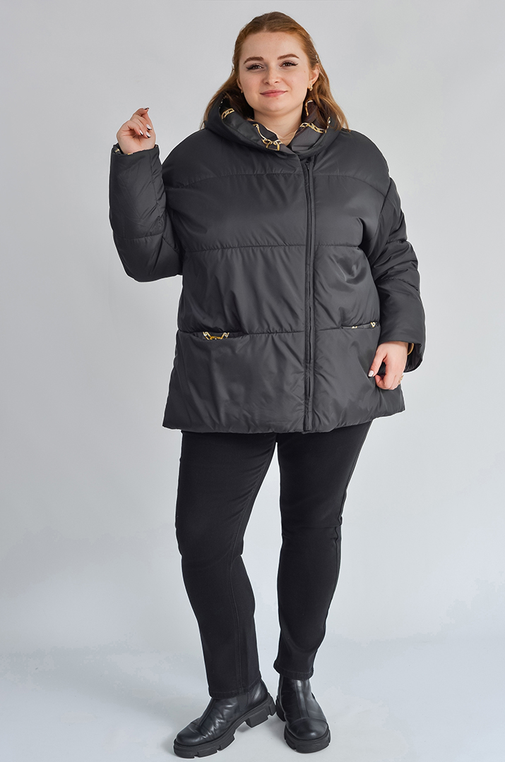 Куртка з плащівки з вшитим капюшоном великих розмірів