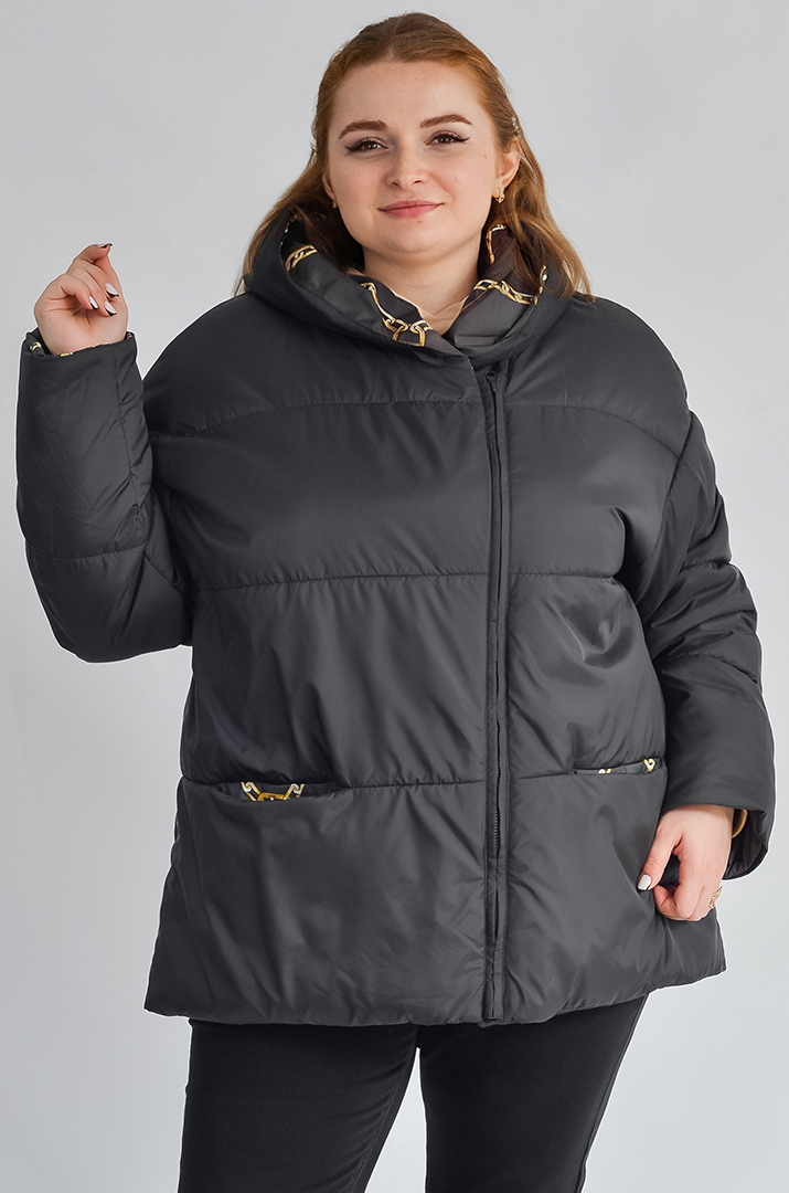 Куртка з плащівки з вшитим капюшоном великих розмірів