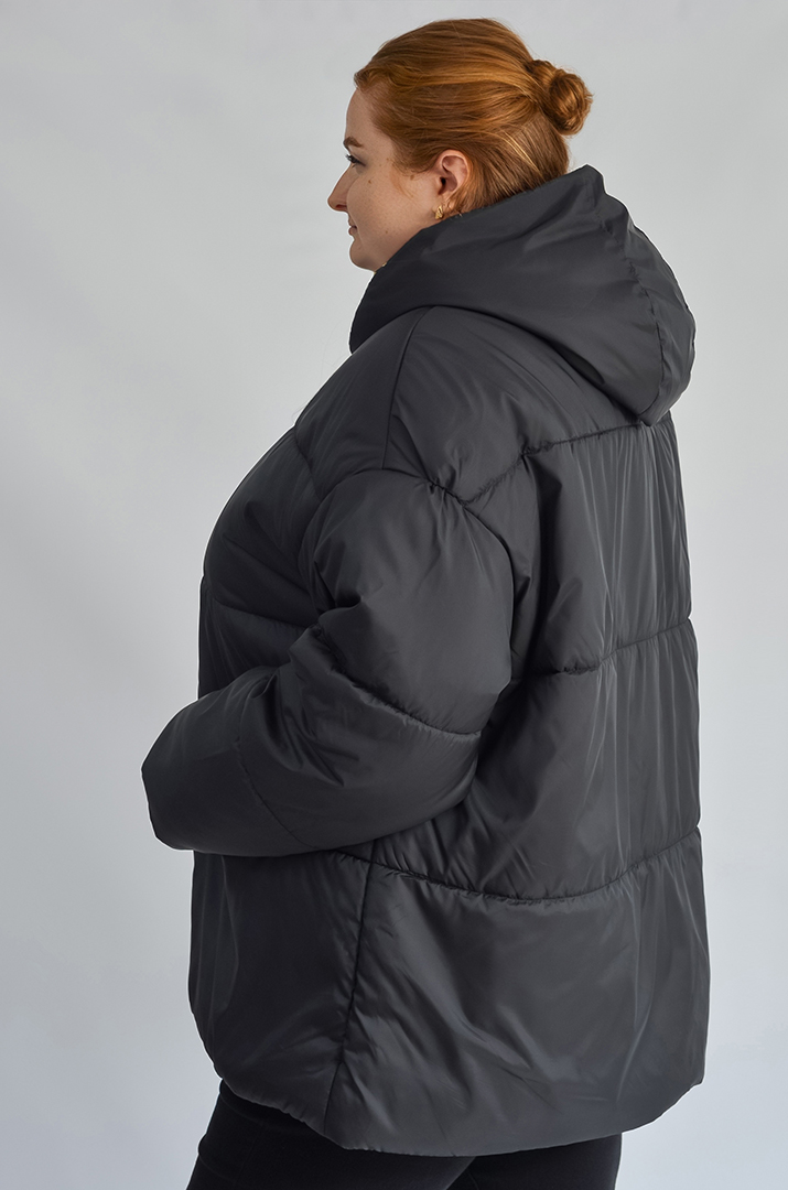 Куртка з плащівки з вшитим капюшоном великих розмірів