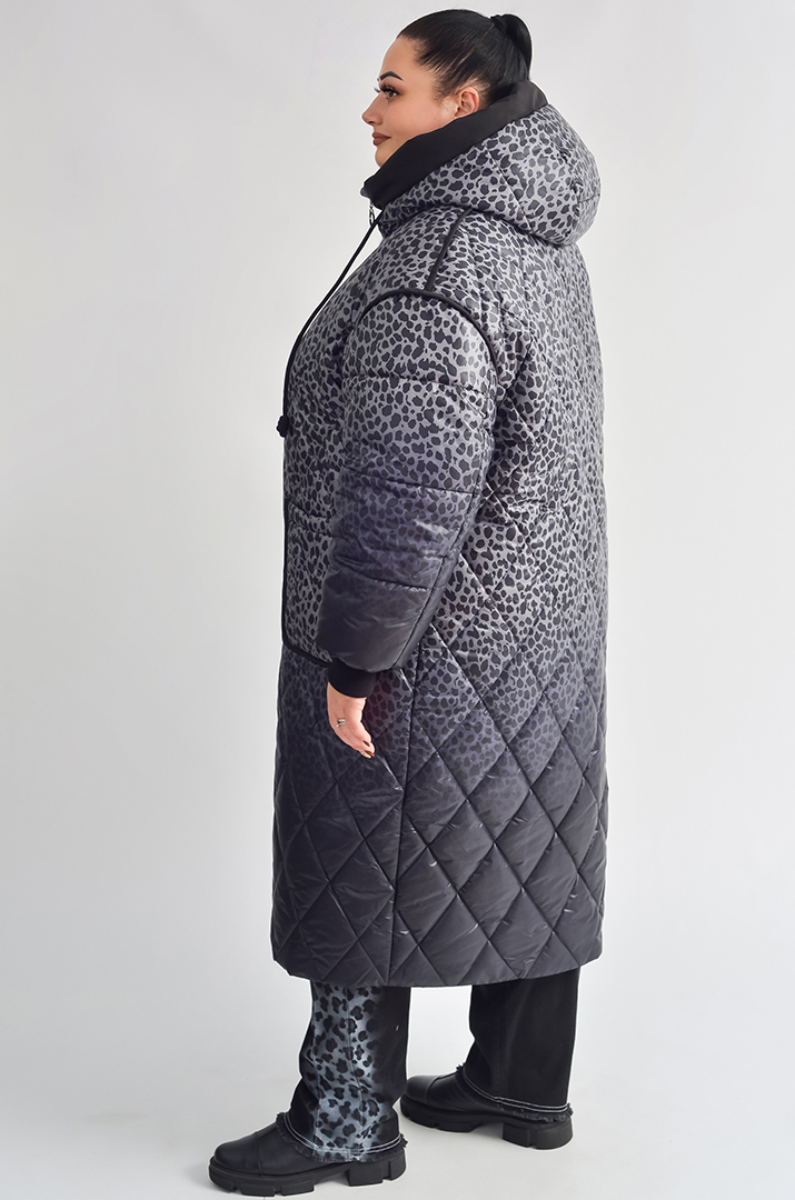 Двостороннє тепле пальто з леопардовим принтом великих розмірів