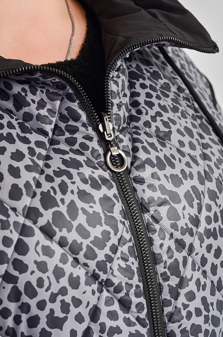 Двостороннє тепле пальто з леопардовим принтом великих розмірів