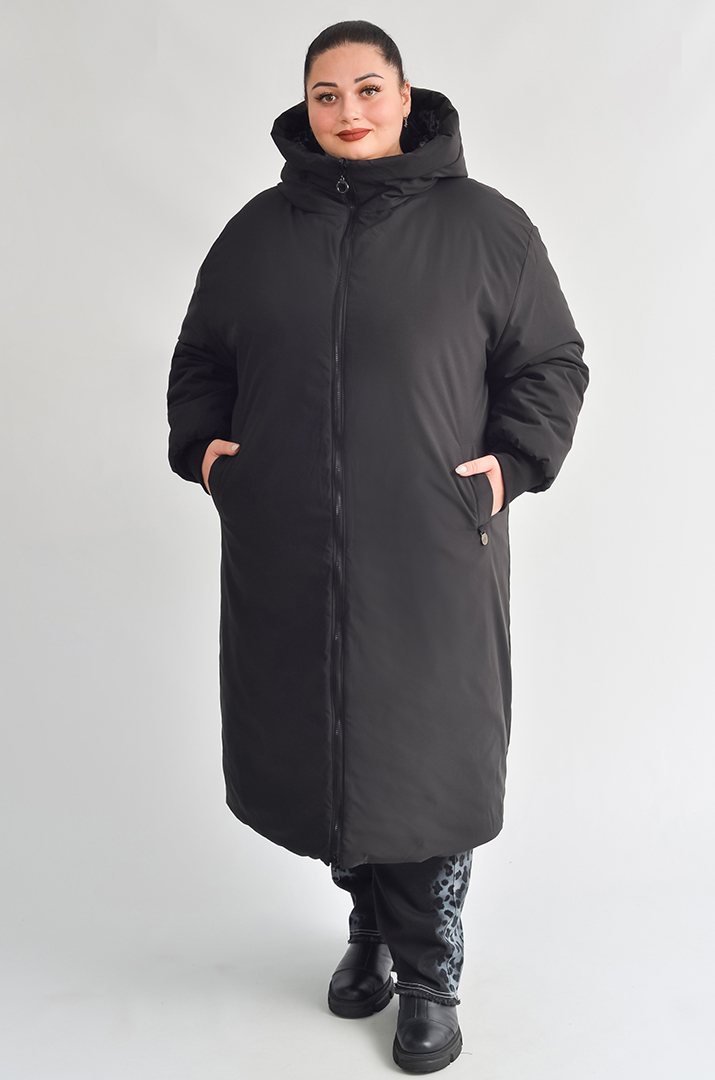 Двостороннє тепле пальто з леопардовим принтом великих розмірів