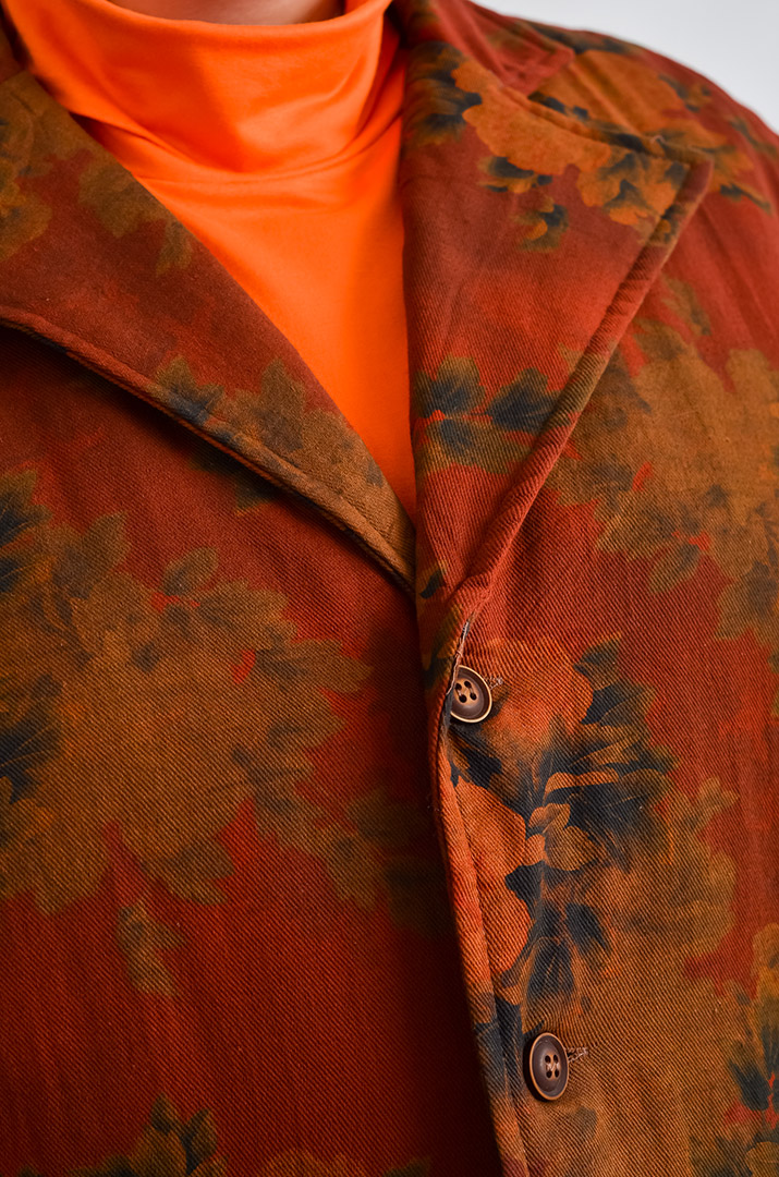 Пальто з квітковим принтом і накладними кишенями великих розмірів