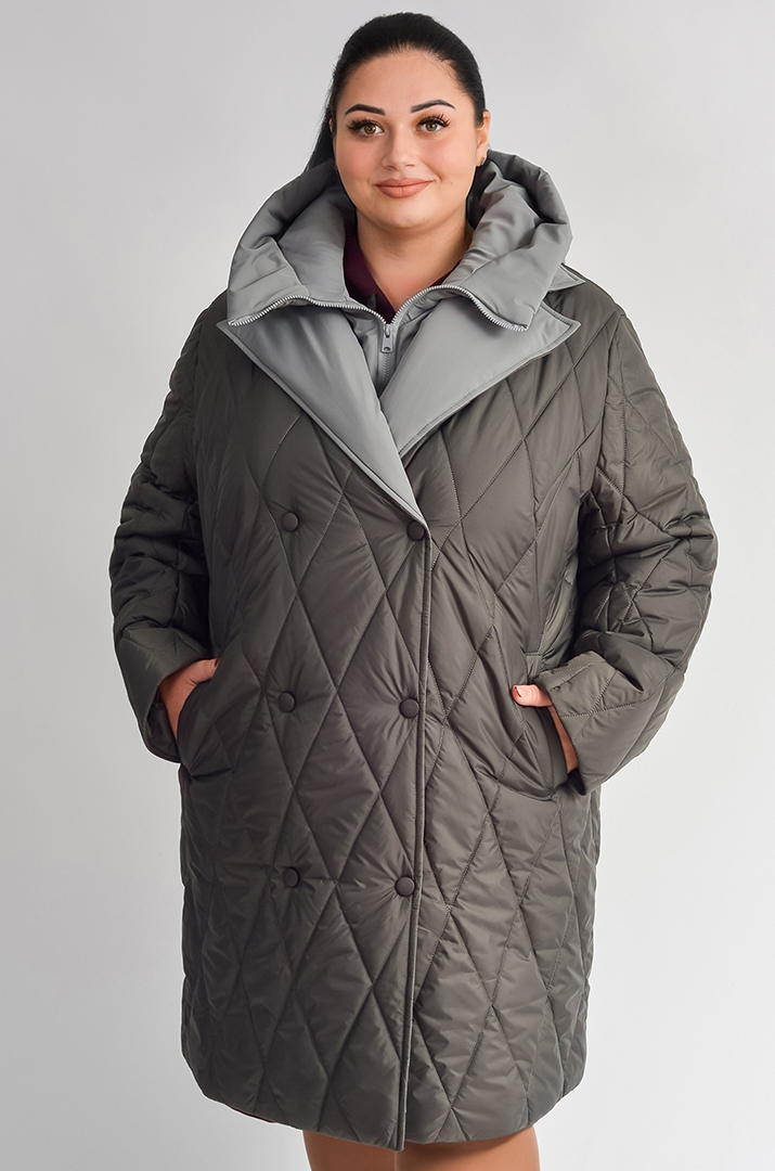 Зимове коротке пальто зі знімним капюшоном великих розмірів