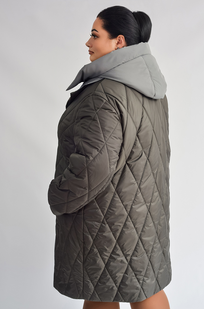 Зимове коротке пальто зі знімним капюшоном великих розмірів