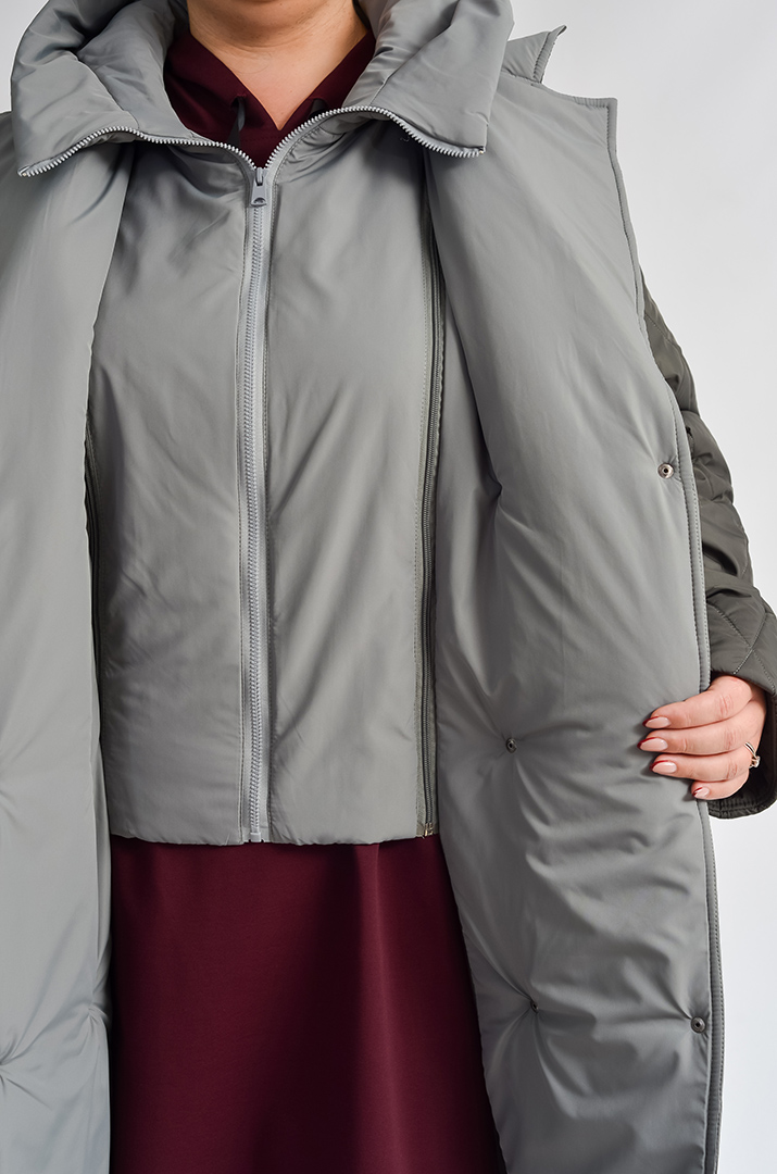 Зимове коротке пальто зі знімним капюшоном великих розмірів