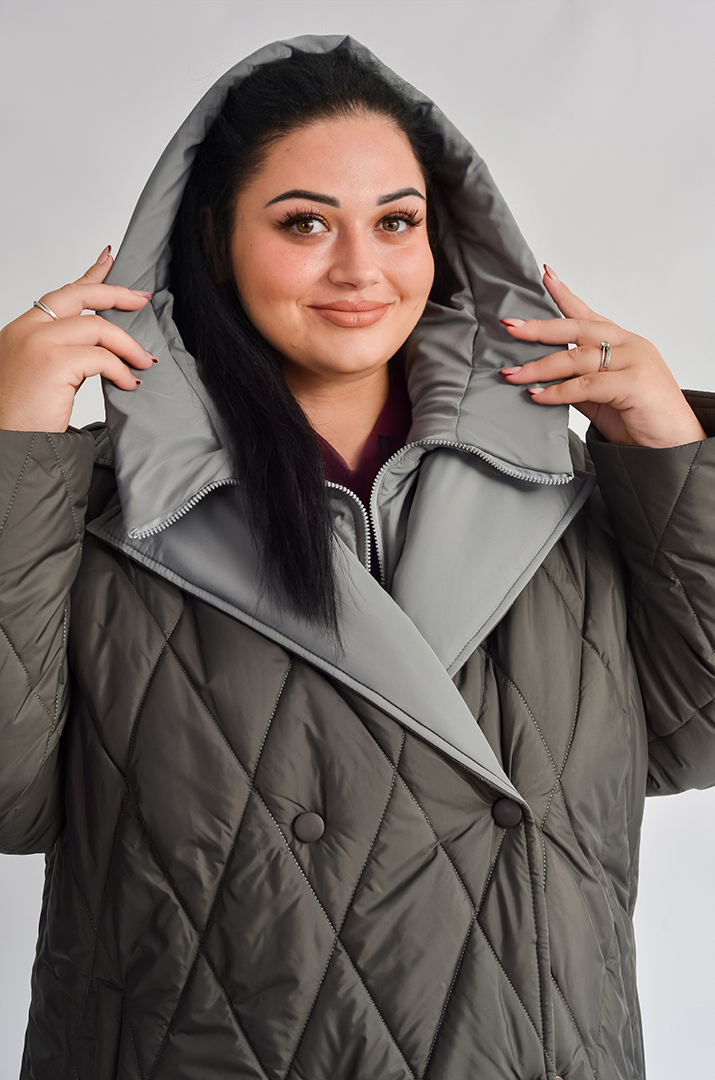 Зимове коротке пальто зі знімним капюшоном великих розмірів