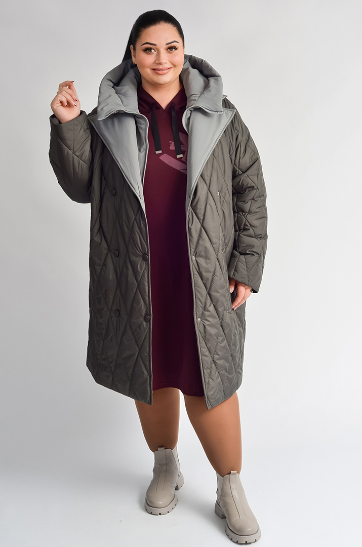 Зимове коротке пальто зі знімним капюшоном великих розмірів