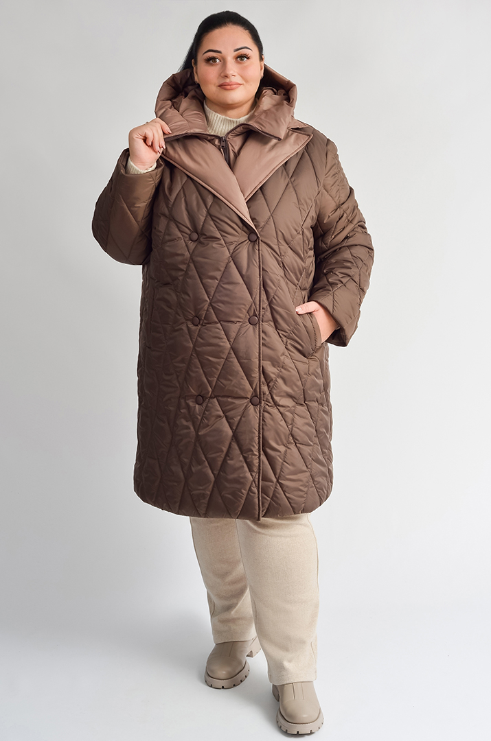 Зимове коротке пальто зі знімним капюшоном великих розмірів