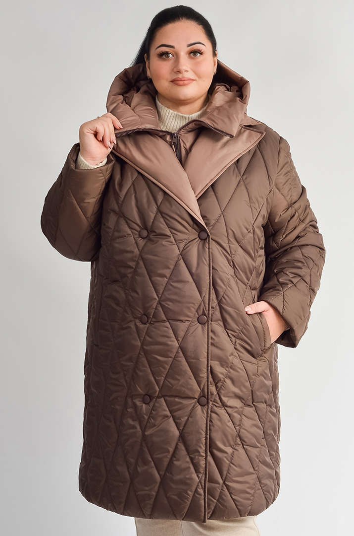 Зимове коротке пальто зі знімним капюшоном великих розмірів