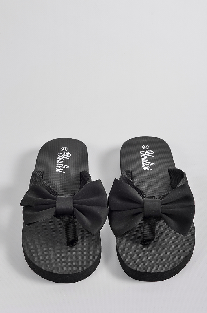 В’єтнамки в чорному кольорі з бантом великих розмірів