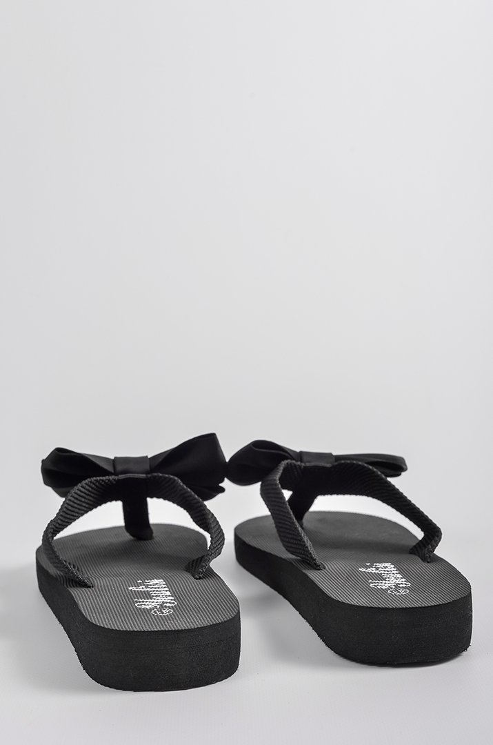 В’єтнамки в чорному кольорі з бантом великих розмірів