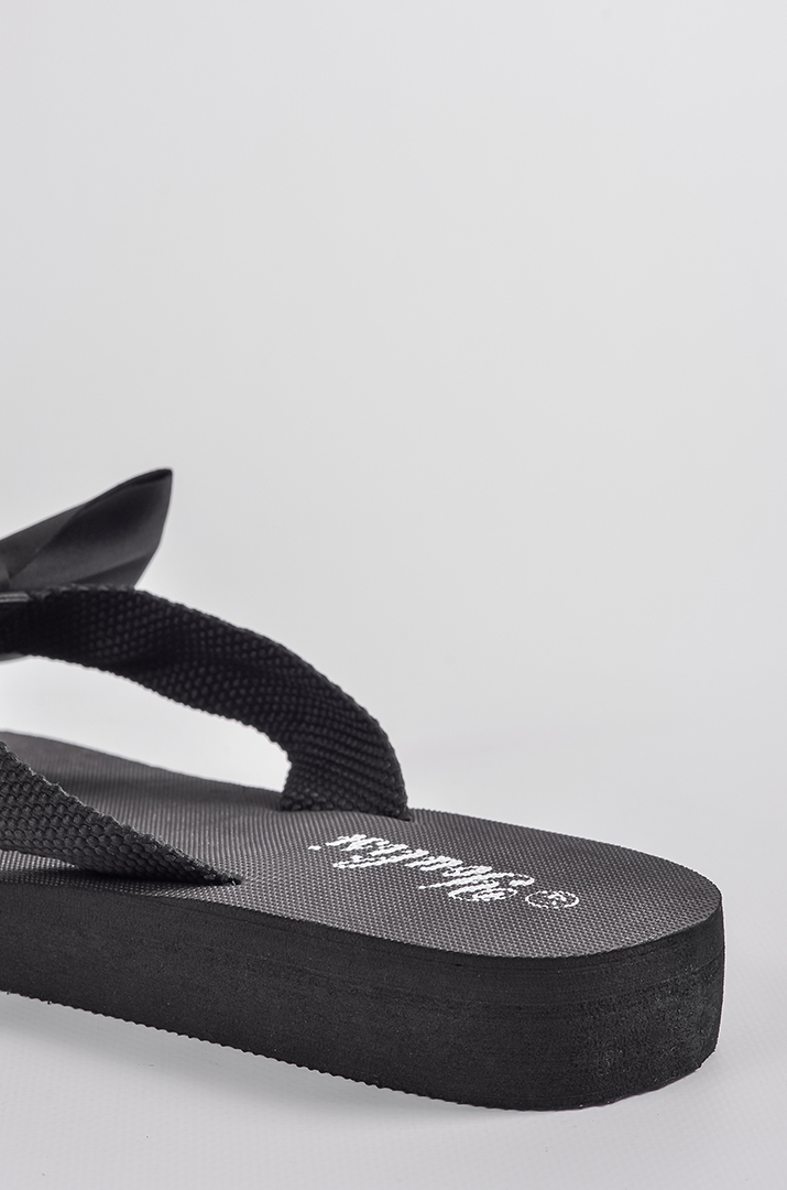 В’єтнамки в чорному кольорі з бантом великих розмірів