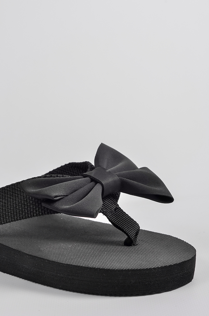 В’єтнамки в чорному кольорі з бантом великих розмірів