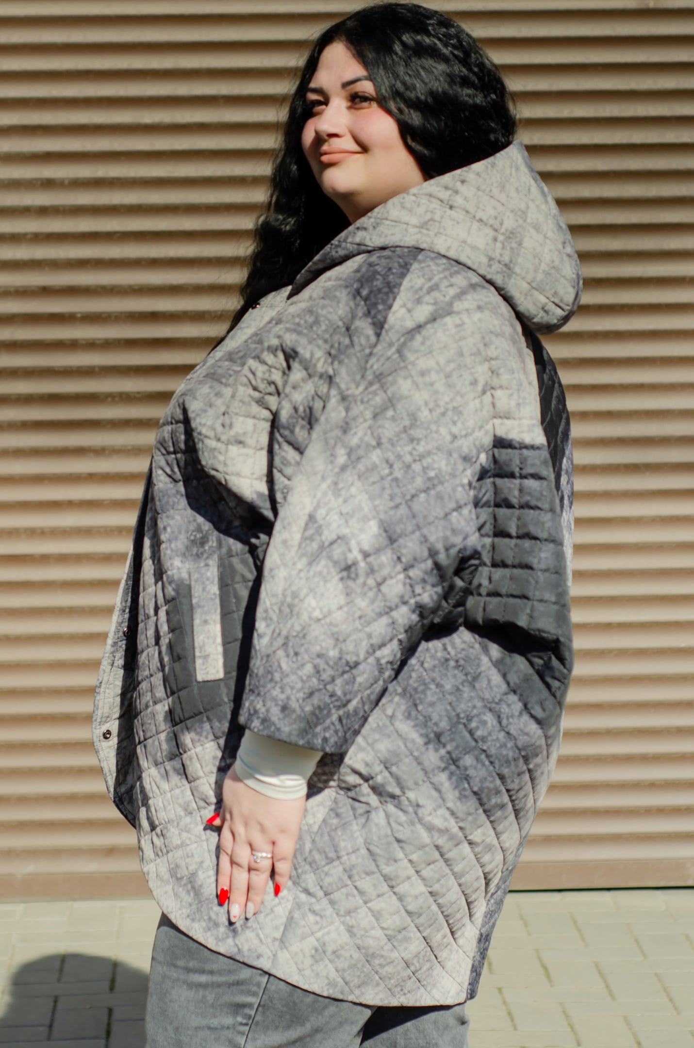 Пончо стеганое больших размеров