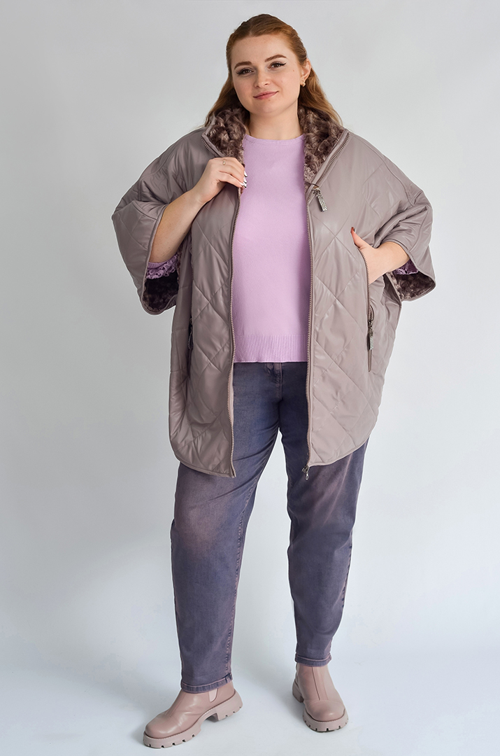 Лілове пончо на блискавці з капюшоном великих розмірів