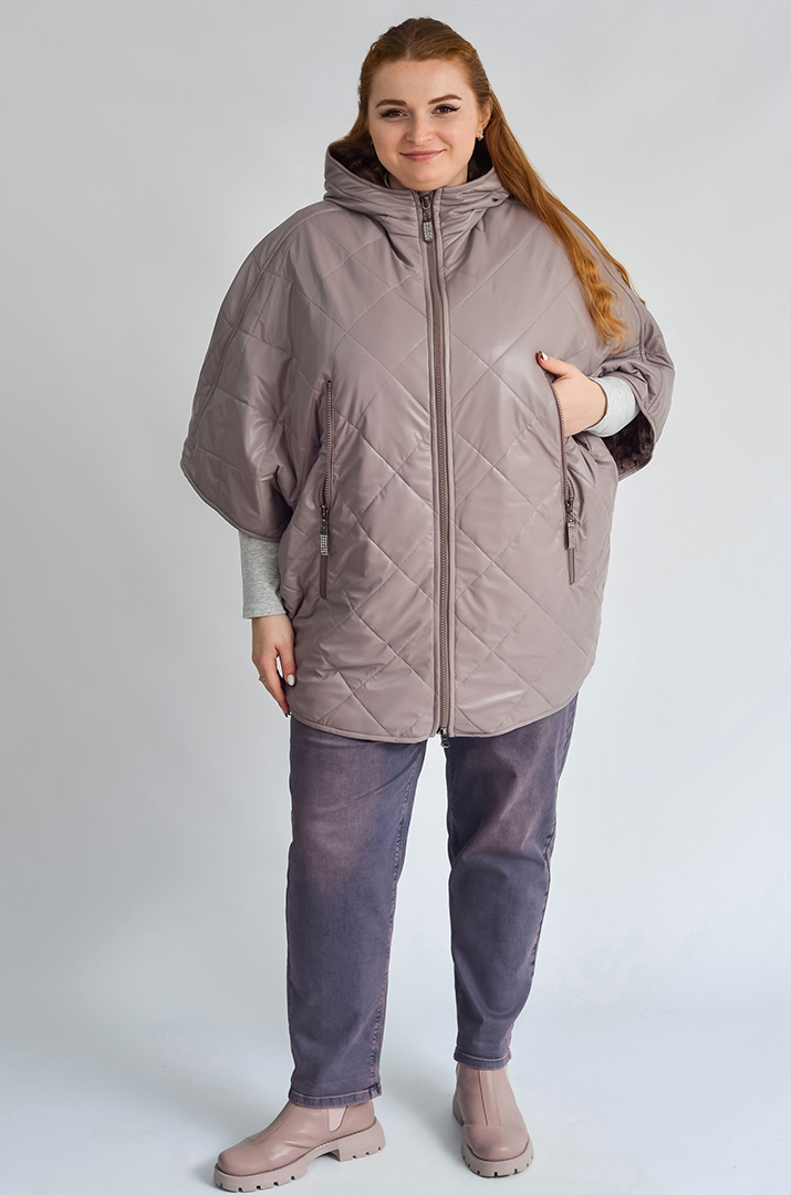 Лілове пончо на блискавці з капюшоном великих розмірів