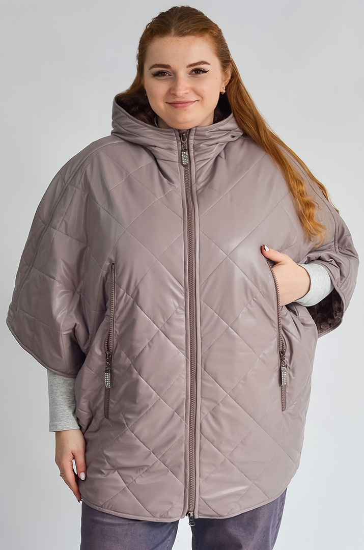 Лілове пончо на блискавці з капюшоном великих розмірів