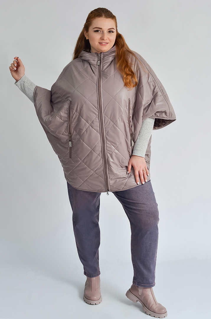 Лілове пончо на блискавці з капюшоном великих розмірів