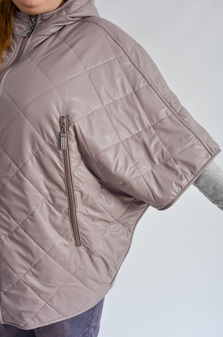 Лілове пончо на блискавці з капюшоном великих розмірів